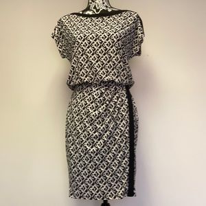 Chaps Women’s Black-White Short Sleeve Casual Dress/Size:S